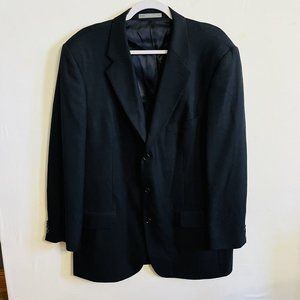 Talbots Blazer Size 44L Black 100% Wool 3 Button Made In Portugal